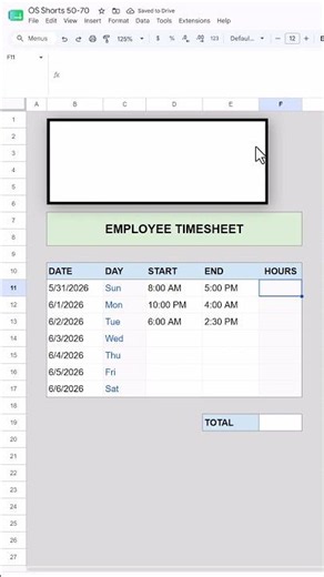 Employee Timesheet in Google Sheets