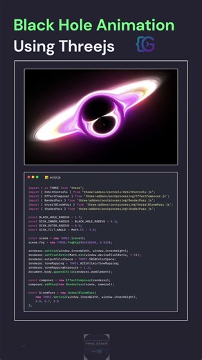 Realistic Black Hole Animation Using Three.js & JavaScript 🌌🕳️ | Code Genus
