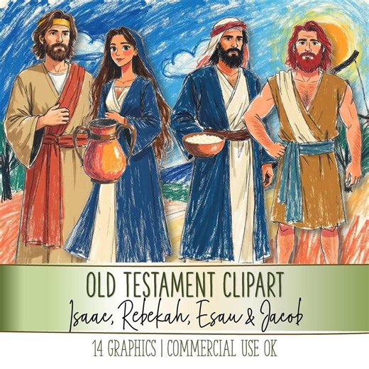 Old Testament Bible Graphics - Isaac, Rebekah, Esau and Jacob Clipart Printables PNG JPG PDF (cu and Cu4cu Ok) - Instant Download - Etsy