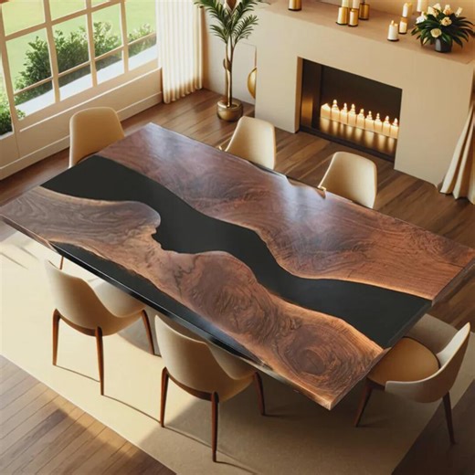 Live Edge Wood Black Resin River Dining Table – Rustic Modern Luxury Decor - Etsy UK