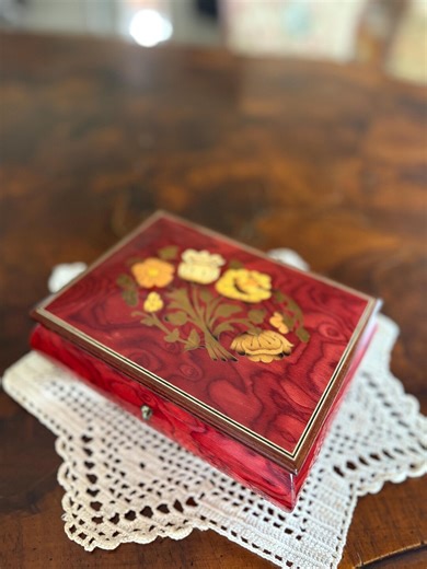 Vintage Italian Inlaid Music Box – Art Deco Floral Marquetry, Plays Für Elise, Sorrento Style, Made in Italy - Vintage Italian Music Box - Etsy Sweden