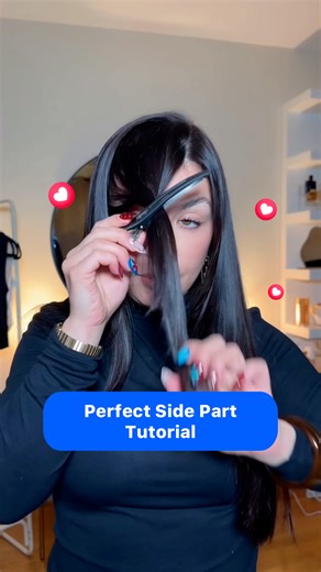 6.5M views · 22K reactions | Want the perfect side part? Don’t worry, Audrey Victoria's got you.  From bang-cutting tutorials to heatless curls, this Facebook creator is your one-stop shop for beauty hacks. | Facebook | Facebook