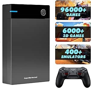 12TB Retro Gaming Hard Drive with 96000+ Classic Games, Compatible with 400+ Emulators, 6000+3D Games, Portable Game Hard Drive Compatible with Win 7/8/10/11
