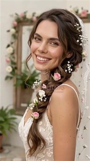 Boho Floral Braid Hairstyle for Brides