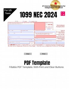 1099 NEC Editable PDF Fillable Template 2024 | With Print and Clear Buttons| Courier Font Printable 1099-NEC Form Template Instant Download - Etsy