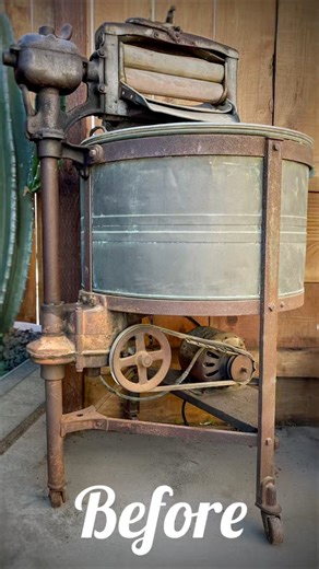 This antique copper washing machine used to have a dark, dull finish, could be why so many passed it by. It took some time and elbow grease, but I brought it back. You can’t miss this shiny finish! What do you think of the transformation? #GardenDecor #rusticdecor #reuse #restored #salvage #thriftfinds #vintagefurniture | Grandma Honey’s Cottage