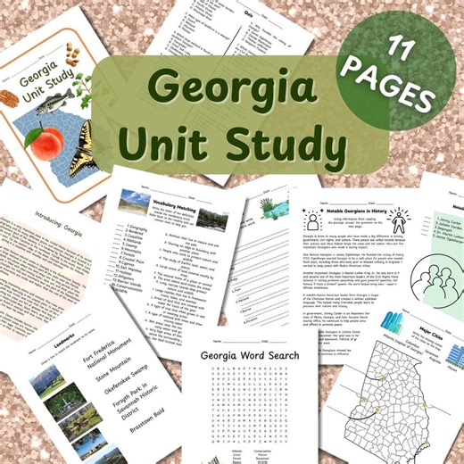 Georgia Geography Unit Study: History Lesson, Map Activities (PDF) - Etsy