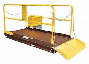 Vestil WL-100-5-48 Premium Truck Scissor Dock Lift, 5000 lb. Capacity, 4" x 8", Brown/Yellow