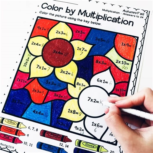 Fall Multiplication Color By Number Multiplication Worksheets 0 To 5 Activities
