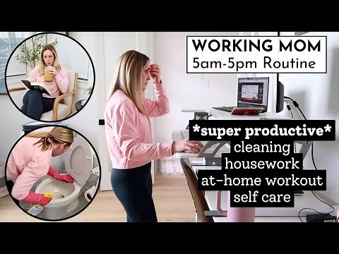 5AM-5PM Full-time Working Mom Routine | workout, self care, cleaning, housework | Amanda Fadul