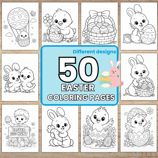 Easter Coloring Pages for Kids | Easter Bunny Coloring Sheets | Printable Easter Activity | Toddler Preschool Coloring Book PDF - Etsy