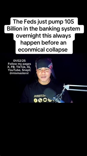The Feds just pump 105 Billion in the banking system overnight this always happen before an econmical collapse #fypchallenge #viralvideochallenge #foryoupageシforyou #banking #financialcollapse