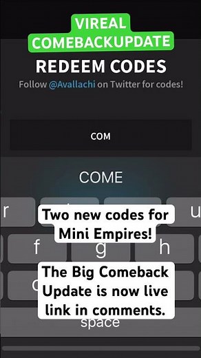 New Codes in Mini Empires #miniempires #roblox #update #new #gaming #robloxcodes #robloxgame l
