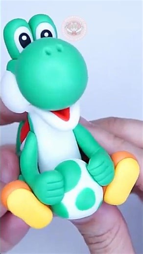 Yoshi Fondant Cake Topper - Full Tutorial is available in my channel💚 #handmade #mariobros #yoshi