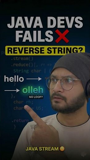 REVERSE STRING ❌ WITHOUT LOOP ❌. Reverse a string using reduce method in Java 8 #java #dsa #coding