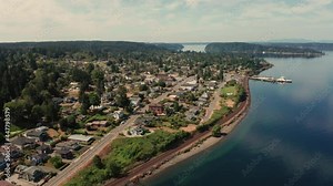 Steilacoom Washington Ferry and Train on the Waterfront Puget Sound