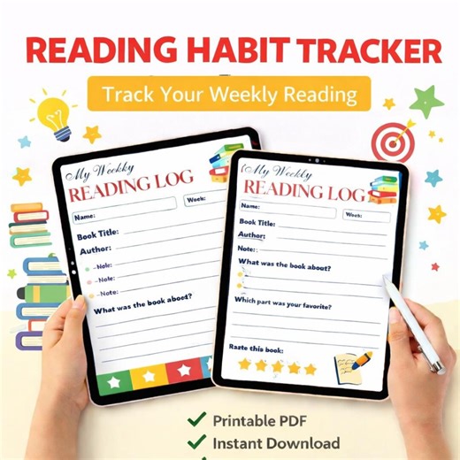 Reading Tracker Printable | Weekly Book Log | Build Reading Habits PDF | Book Tracker Homeschool Reading Chart | Book Tracker| - Etsy