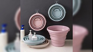 Collapsible Bucket with Handle, Portable Folding Bucket, 10 Litre (2.6 Gallons) for Hiking, Backpacking, Camping and Outdoor Survival, Round/Nordic Blue