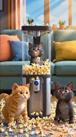 3 Cats vs Popcorn Machine 😂🍿 | Funny Cartoon Short