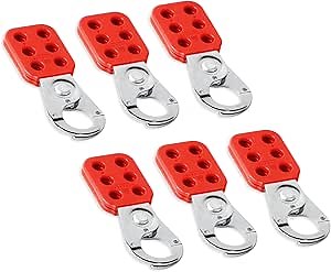 TRADESAFE Lock Out Tag Out Hasp - 6 Pack Stainless Steel Lockout Hasp, Nylon Handle, Tamper-Proof and Impact-Resistant Loto Hasp, 1 inch Jaw Diameter