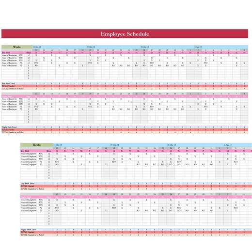 Employee Schedule Excel & Google Sheets Template | Staff Shift Planner for Small Business Teams | Weekly and Monthly Roster Organizer - Etsy