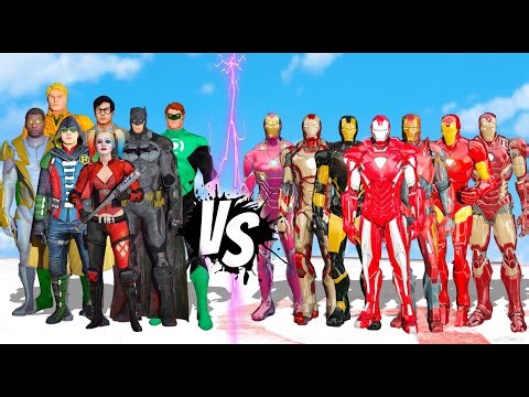 IRON MAN ARMY VS DC COMICS SUPERHERO - SUPERHEROES BATTLE