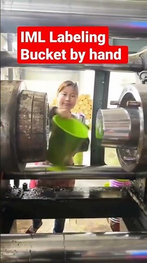 In Mold Labeling IML by hand |Paint Buckets |Injection Molding Machine