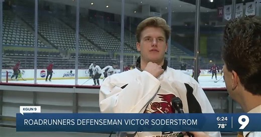 Why Roadrunners defenseman Victor Sodestrom wears a protective neck brace