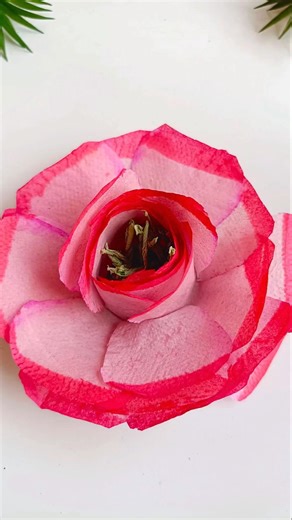 How to make a big rose using tissue paper 🌺😱 #diy #craft #handmade #art #shorts