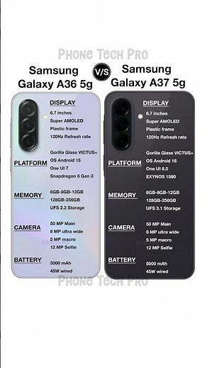 Samsung Galaxy A37 5g vs Samsung Galaxy a36 5g