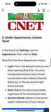 How to enable dark mode in Bing Chat app?