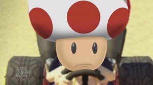 Toad’s Mario Kart race takes a turn for the worse when he learns that Stormy Daniels compared his physique to Trump’s private parts. | The Late Show with Stephen Colbert