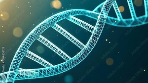 wireframe close-up of a glowing DNA strand, illustrating the complexity of genetics and molecular biology