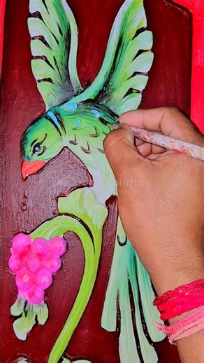 Custom Door Painting ideas : Parrot and Floral Motif 🦜🌺 |#doorpaint #outdoordecoration #floraldecor