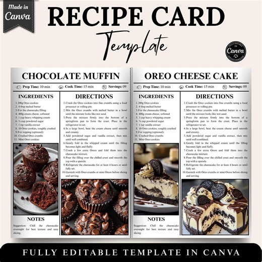 Printable Recipe Page, Fillable Blank Recipe Form, Stylish Recipe Page, Cooking Template, Editable Recipe Page, Digital Download - Etsy