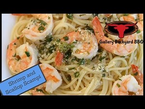 Shrimp and Scallop Scampi cooked on the Blackstone Griddle