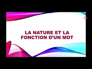 Correction d'exercice "La nature et la fonction d'un mot"