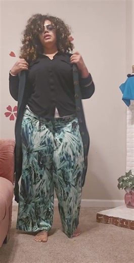 OOTD Black Shirt green Multicolored pants green cardigan sweater black shoes. #fyppppppppppppppppppppppp #viral #reels #tiktok #tiktok