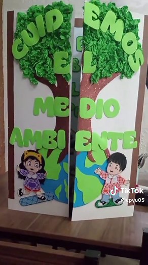 Triptico del medio ambiente 💚💛 #medioambiente🌎🌿cuidamos #tripticos...