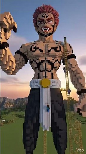 Building a Giant Sukuna Statue in Minecraft! 😈 #shortsfeed