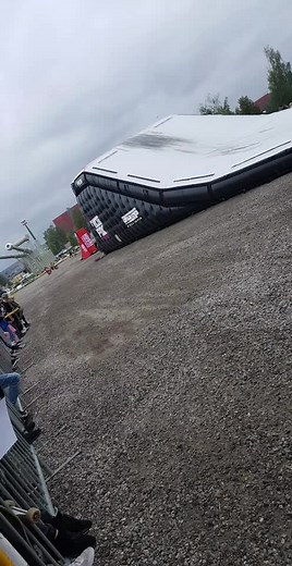 Motocross Rider Performs Amazing Jump Off Inflatable Ramp