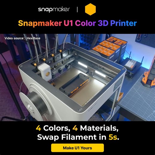 🙌 Snapmaker U1 changes the multi-color printing game! Delivers great results for vivid and colorful projects, minimal purge waste, and way faster printing! 💪 Don't miss out on Snapmaker U1 to boost your printing efficiency! | Snapmaker