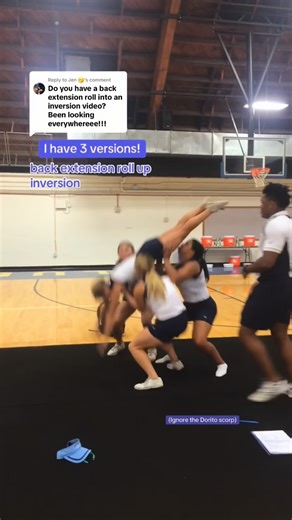 Kaitlyn Sexton Lyday on Instagram: "A few back extension roll entries into various inversions and hand in hands: • back extension roll up to pull through (ignore my dorito scorp we were just playing around) - grip is the same as a traditional bhs up • back extension roll into hand in hand (could go to shoulder level as well) - grip is based grabbing top’s hands and backspot driving from the center up to inverted hand in hand stacking • back extension roll to shoulder invert (not me but ty to WKU