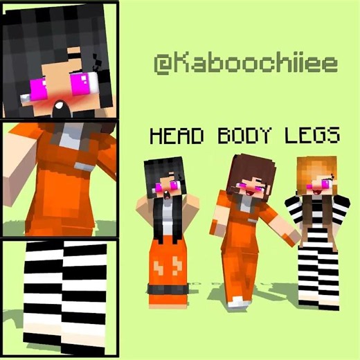 Prisoner Aphmau & Jj head , body & legs with alex and jj sister maizen minecraft animation