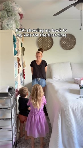 Seeing my kid’s little hand flip through my book after countless hours of work and pattern designing during their quiet playtime, nap time, and bedtime makes me so emotional, in the best way. My kids inspire me to keep going. They’re my biggest cheerleaders and the biggest fans of my stuffies. They’ve seen all the work I put in day in and day out, and I loved sharing this moment with them! 🥹❤️#Book #author #moment #handknit #stuffies #chunkyyarn #special #mom #SAHM #working #diy | Sab's Stuffie