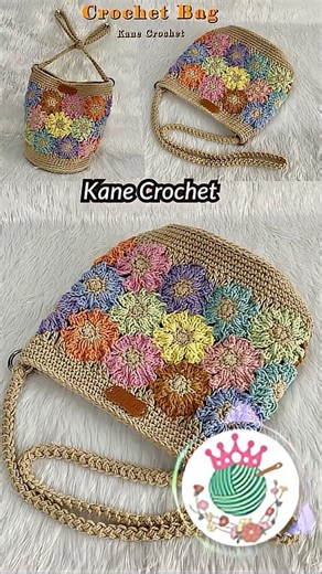 Crochet Flower Bucket Bag B245 #crochet #crochetbag
