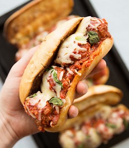 Homemade Meatball Subs (with Cheese Stuffed Meatballs)