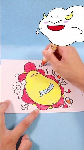 【お絵かき】サンサンの塗り絵をぬったよ♪サンサンキッズTV★#shorts