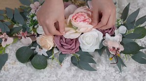 Wedding Arch Decorations 2 Pack, White Arch Flowers Swag Set | Pure White Ivory Silk Roses, Gold Berry Accents, Lush Eucalyptus, for Classic Weddings, Church Ceremonies, and Receptions