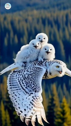 Snowy Owl Flying with Baby Owlets | Magical Wildlife Moment | PetZoneUS1 #viral #cute